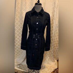 White House Black Market Blue Denim Shirt Dress Sz 4 Excellent Condition